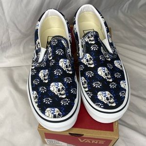 NWT Flash Skulls Slip on Vans